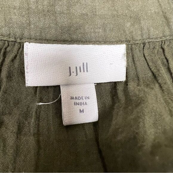 J jill olive green boho flare sleeve cotton top. Size M/L - Picture 8 of 9